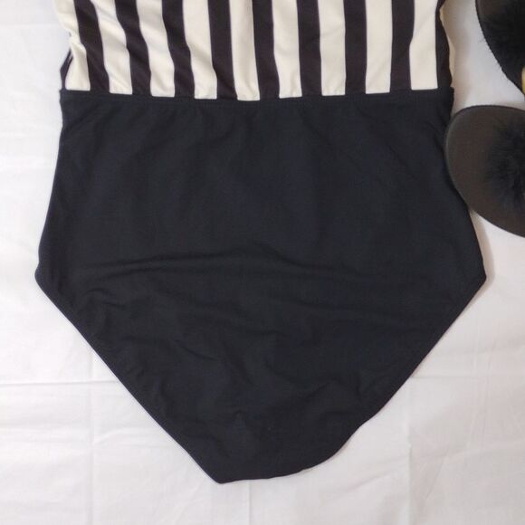 GUESS Black White High Waist Bandeau One Piece Swimsuit Medium - Picture 11 of 13